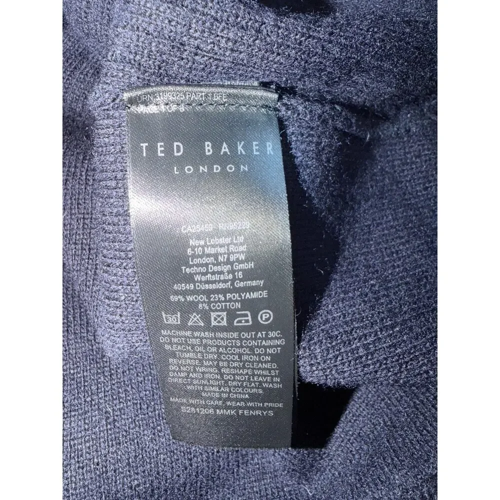 Ted Baker Mens Full Zip Collared Fenrys Sweater Waffle Stitch